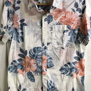 American Eagle Outfitters Blue and Pink Casual Button Down Shirt
